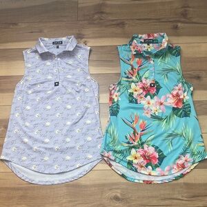 Bad Birdie Lot Of 2 Sleeveless Polo Shirts